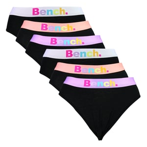 6 Pack Girls Black Cotton Stretch Briefs Soft Breathable Everyday Underwear