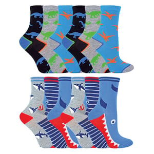 12 Pack Kids Bamboo Novelty Ankle Socks Fun Patterned Everyday Socks