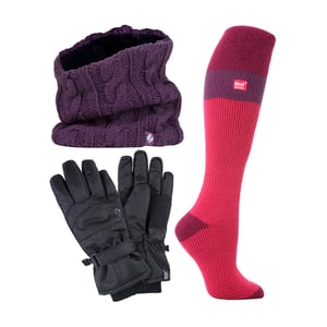 Ladies Ski Set Neck Warmer Gloves & Thermal Ski Socks Winter Wear