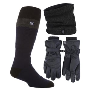 Mens Ski Set Neckwarmer Gloves & Thermal Ski Socks Winter Wear
