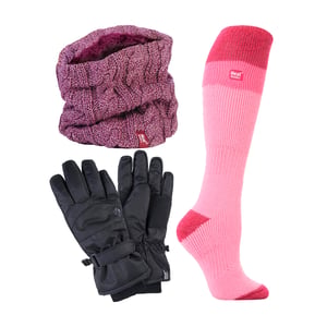 Ladies Ski Set Neck Warmer Gloves & Thermal Ski Socks Winter Wear