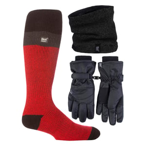 Mens Ski Set Neckwarmer Gloves & Thermal Ski Socks Winter Wear