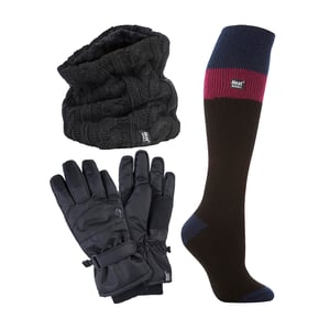 Ladies Ski Set Neck Warmer Gloves & Thermal Ski Socks Winter Wear