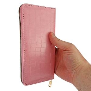Dames Zwart Krokodillenprint Faux Leer Portemonnee Compacte Kaart Muntbeurs Organiser