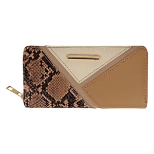 Ladies Faux Leather Wallet Large Panelled Purse Card Coin Organiser