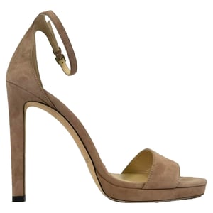 Jimmy Choo Misty 120 Ankle Strap Sandal Heels in Brown Suede