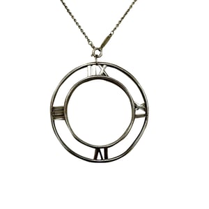 Tiffany & Co. Atlas Roman Numeral Round Pendant Necklace in Silver Sterling Silver Metal