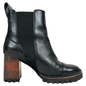 See by Chloé Mallory Glanzende Chelsea Boots in Zwart Leer