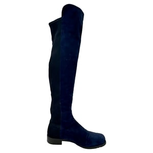 Stuart Weitzman Knee Length Boots in Navy Blue Suede