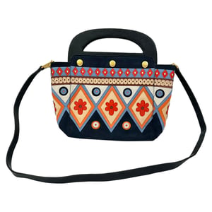 Tory Burch 2017 Appliqué Bermuda Bag in Navy Blue Suede