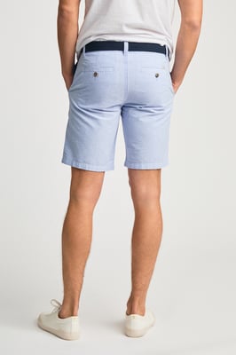 Blue Cotton Oxford Shorts With Belt