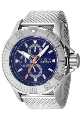 Invicta Vintage 48011 Herenhorloge - Quartz Uurwerk - Roestvrij Staal met Blauwe Wijzerplaat - 49 mm