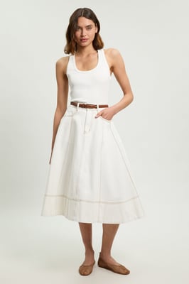 Denim Full Midi Skirt
