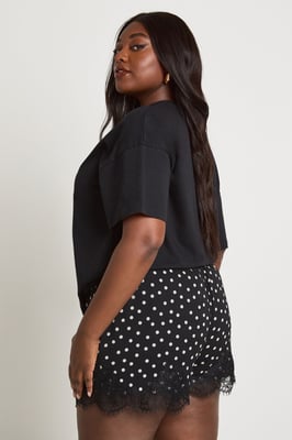 Plus Lace Trim Chiffon Shorts