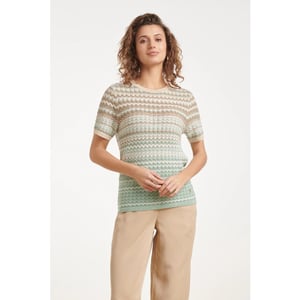 Smashed Lemon Gebreide top met zigzag print in groen en beige |
