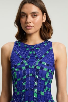 Embellished Geo Halter Woven Maxi Dress