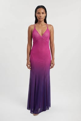 Ombre Sunset Mesh Strappy Beach Dress