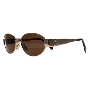 Celine Oval Womens Shiny Yellow Gold Brown Silver Mirror CL40235U Metal Triomphe