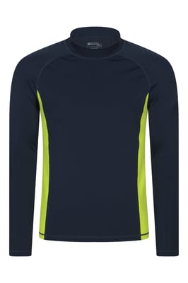 Men's Long Sleeve Rash Vest Sun Protection Quick Drying Swimwear Stretchy Beach Surf Top Yellow