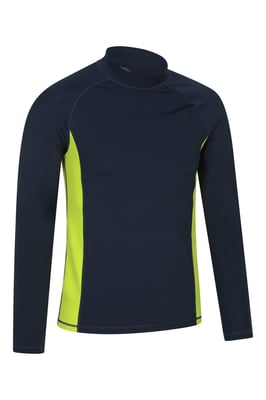Men's Long Sleeve Rash Vest Sun Protection Quick Drying Swimwear Stretchy Beach Surf Top Yellow