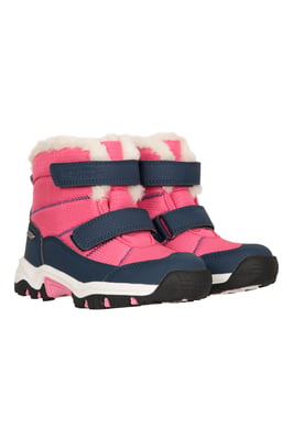 'Comet' Kids Snow Boots Faux Fur Lined Waterproof Walking Winter Shoes Pink