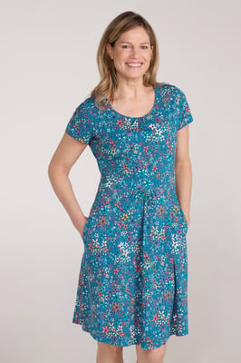 Orchid Patterned Women's UV Summer Dress with Side Pockets Holiday Beach Dress Multicolour