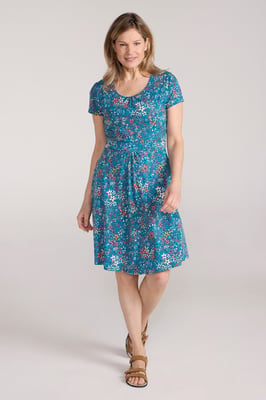 Orchid Patterned Women's UV Summer Dress with Side Pockets Holiday Beach Dress Multicolour