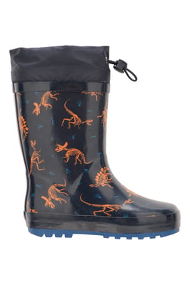 'Pattern' Winter Junior Wellies Lightweight Flexible Kids Fleece Lined Rain Boot Teal