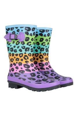 Kids Mid Height Rubber Wellies Waterproof Easy Clean Sturdy Grip Rain Boots Medium Blue