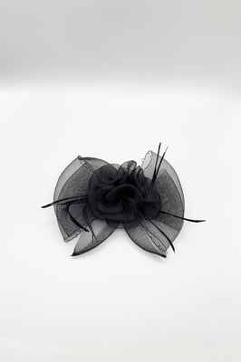 Rosette Bow Fascinator in Black