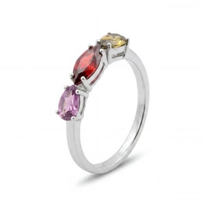 Luxenter ring in metaallegering en meerkleurige zirkonia afgewerkt in rhodium - Prazma