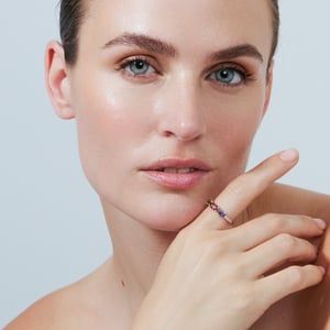 Luxenter ring in metaallegering en meerkleurige zirkonia afgewerkt in rhodium - Prazma