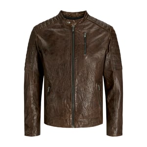 Jack & Jones Jas zomer Richard Leather Jacket Bruin