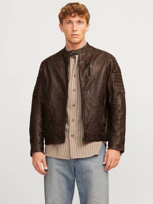 Jack & Jones Jas zomer Richard Leather Jacket Bruin