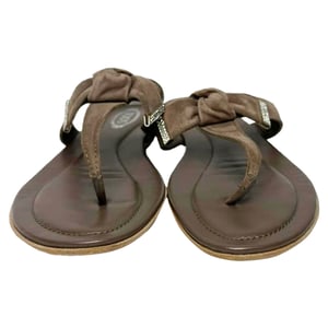 Tod's Bow Accent Thong Slide Sandals in Brown Suede