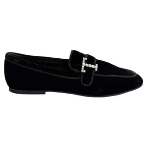 Tod's loafers met kristallen versiering in zwart fluweel