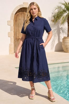 Curve Poplin Floral Shirt Dress