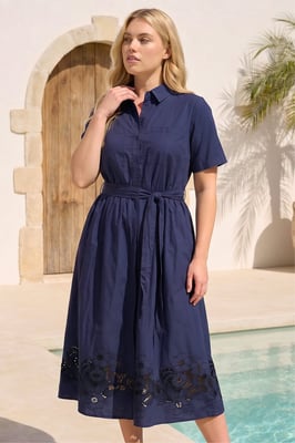 Curve Poplin Floral Shirt Dress