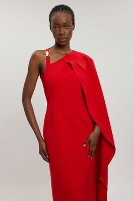 Compact Viscose Asymmetric Detail Maxi Dress