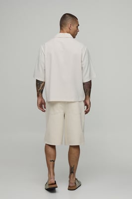 Linen Blend Boxy Revere Neck Polo