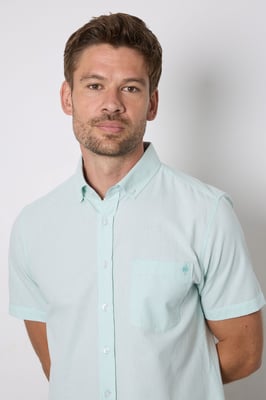 Aqua Textured Short Sleeve Shirt