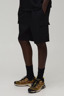 Relaxed Fit Elasticated Technical Stretch Cargo Shorts