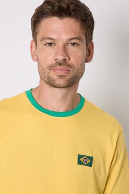 Yellow Brazil Print Crew Neck T-Shirt