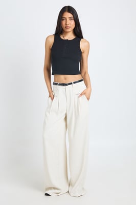 Tall Fluid Belted Wide Leg Trousers