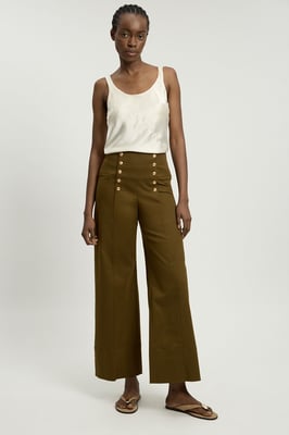Cotton Tailored Button Detail Trousers