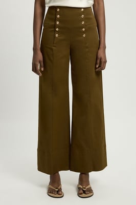 Cotton Tailored Button Detail Trousers