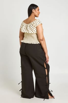 Plus Linen Look Tie Side Wide Leg Trouser