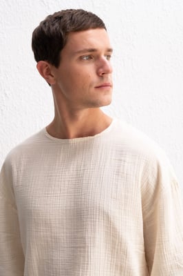 Muslin Crew Neck Långärmad T-shirt
