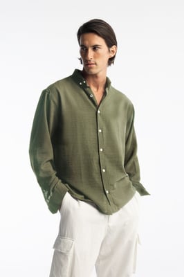 Overmaatse Knoopsluiting Lange Mouwen Shirt