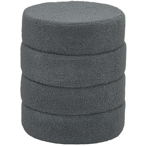 4goodz Hocker rond met teddyfleece metalen frame 40x45h cm -